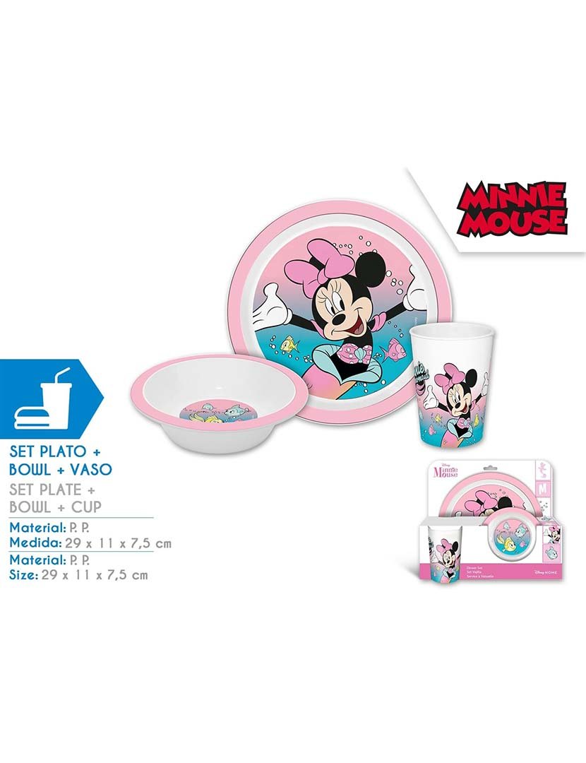 Prato + Tigela + Copo Minnie 8X1