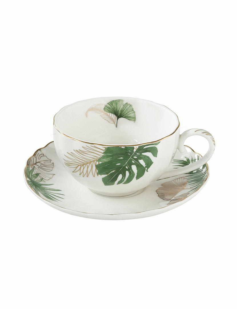 Conjunto de Taza de 200ml + Plato de Porcelana EXOTIQUE
