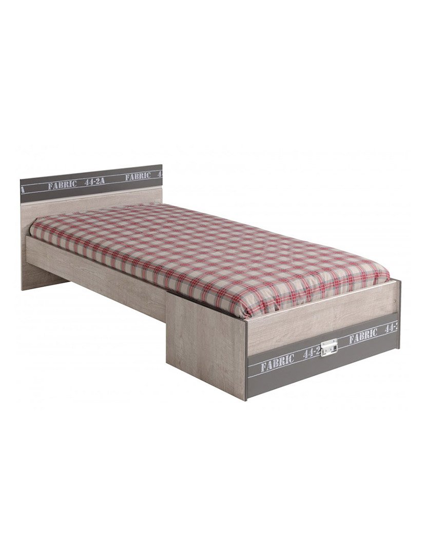 Cama Fabric en Roble y Gris 90x200cm