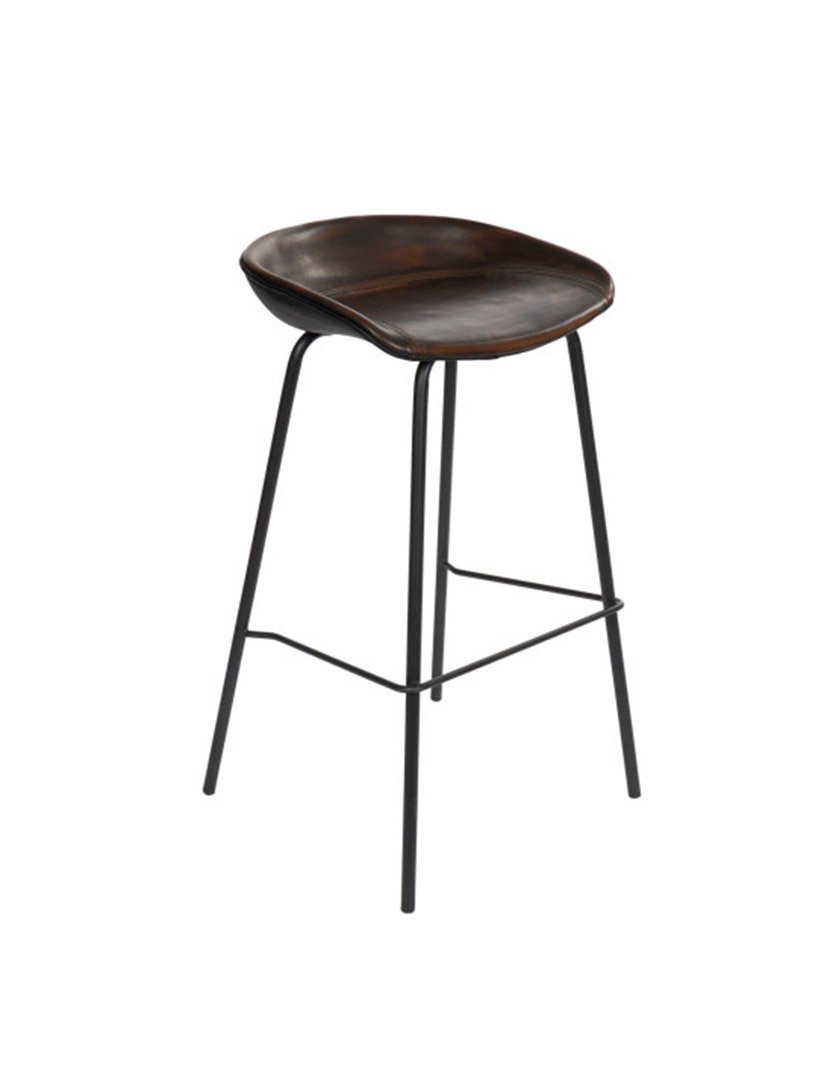 Taburete de PU y Metal Marrón Envejecido