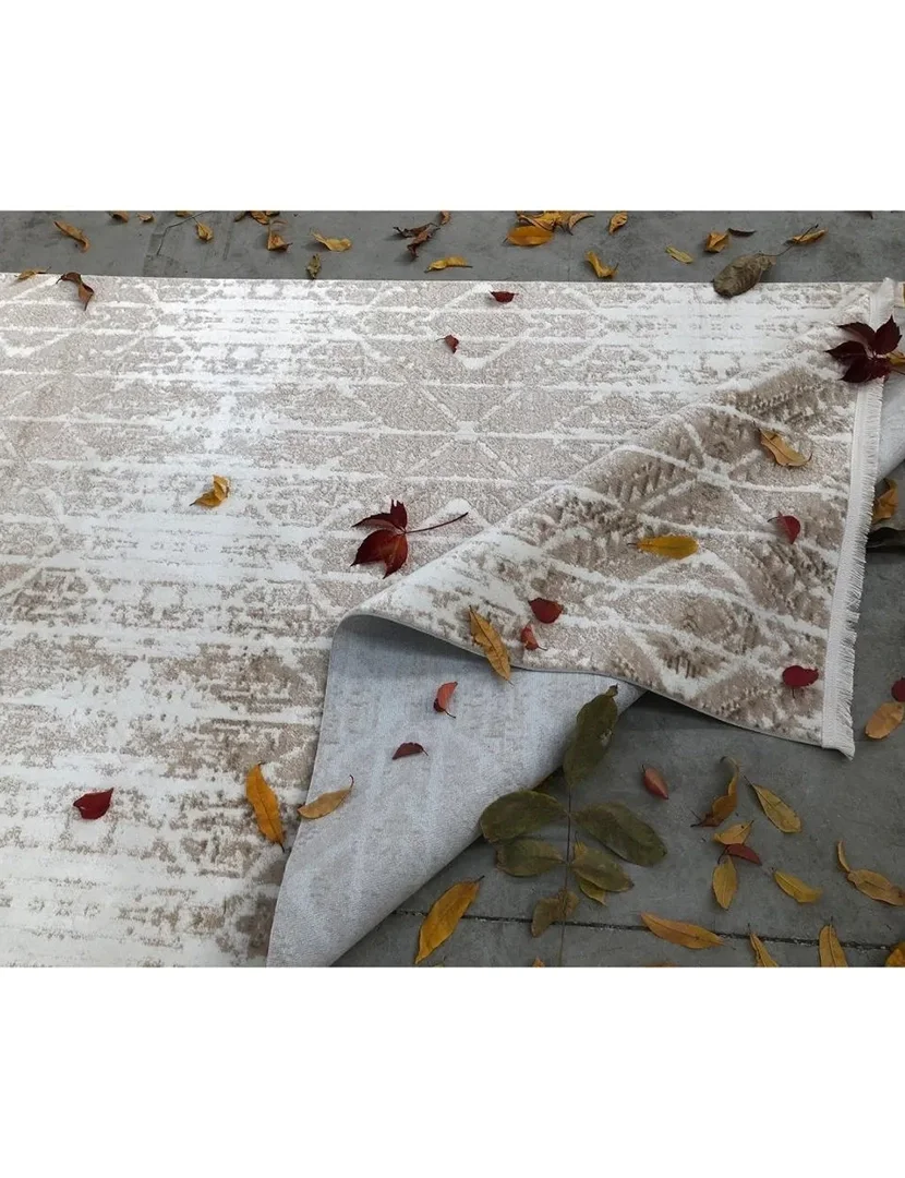 Tapete 100x200cm Castanho e Creme