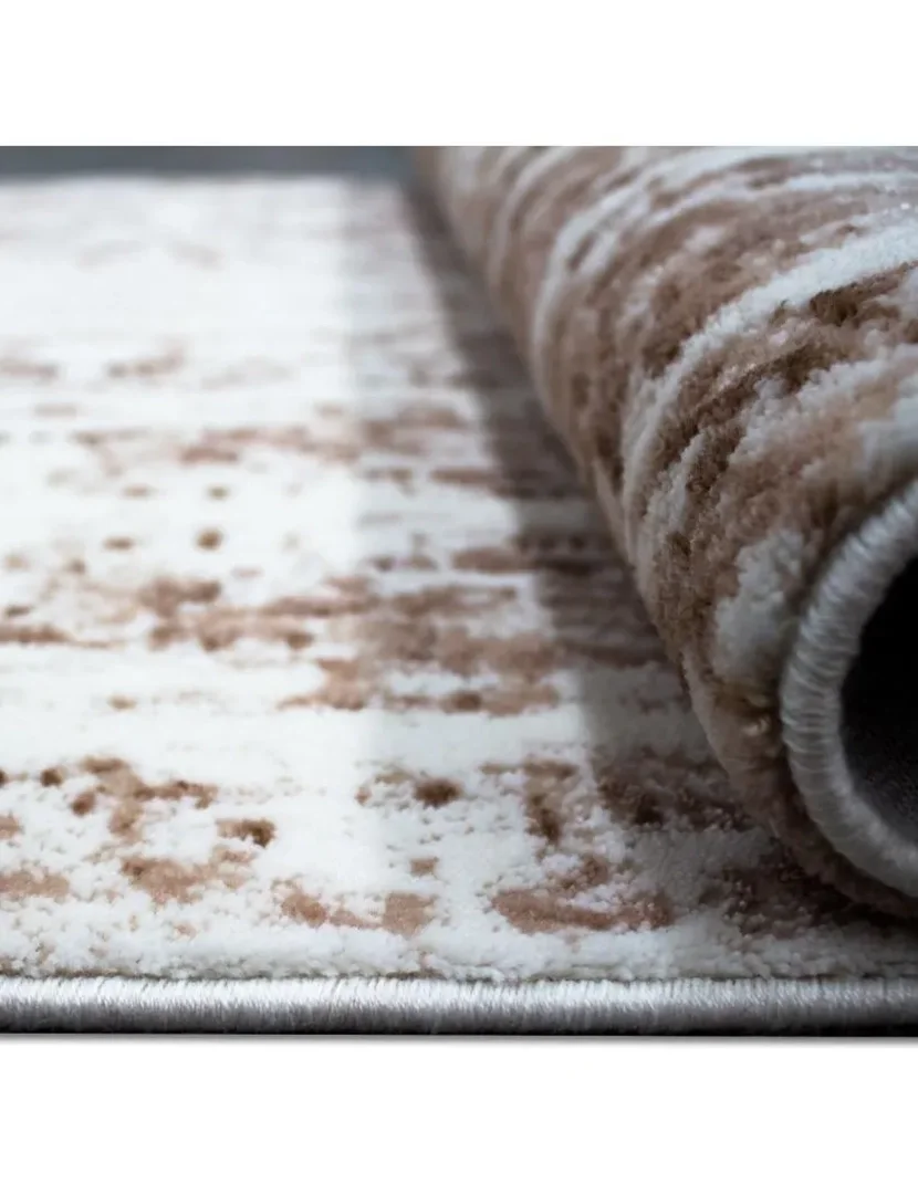 Tapete 100x200cm Castanho e Creme 