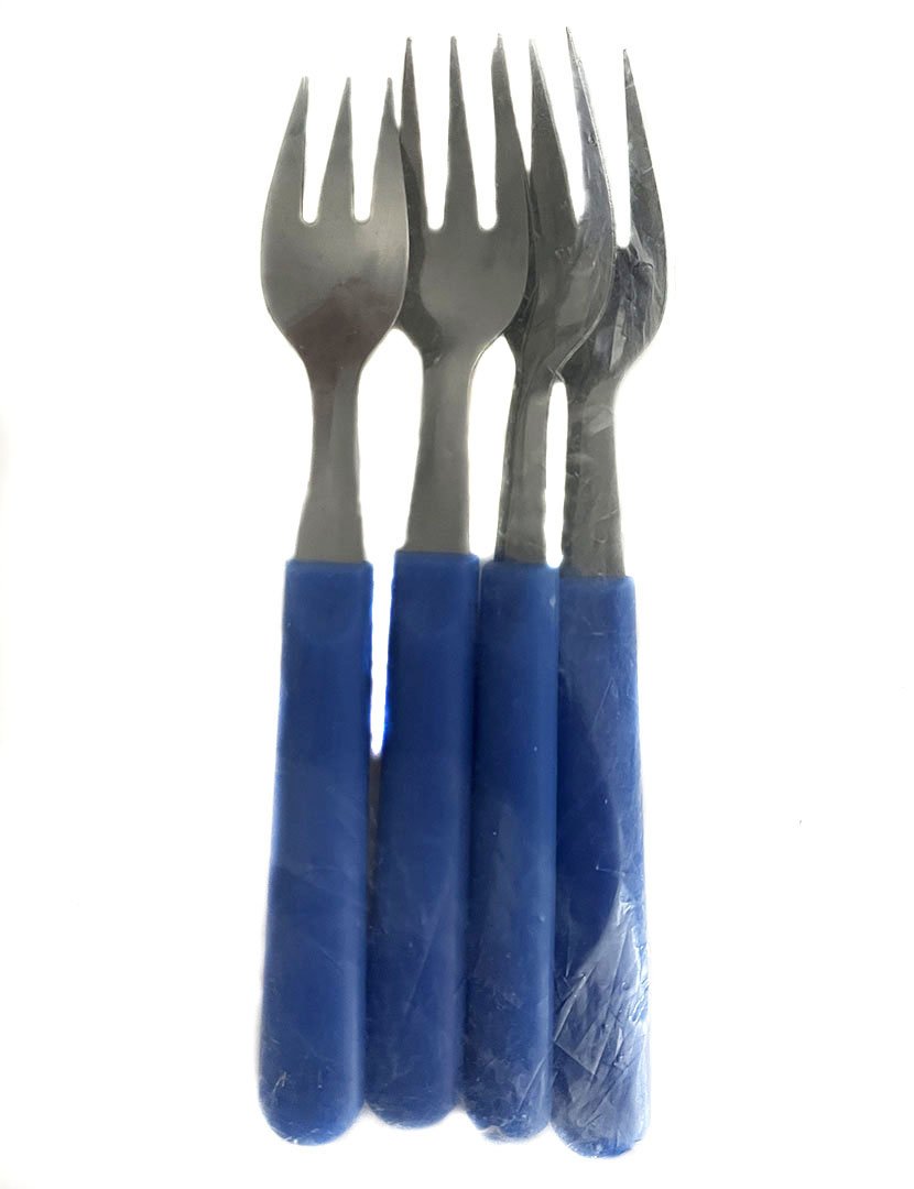 Conjunto de 4 tenedores azules